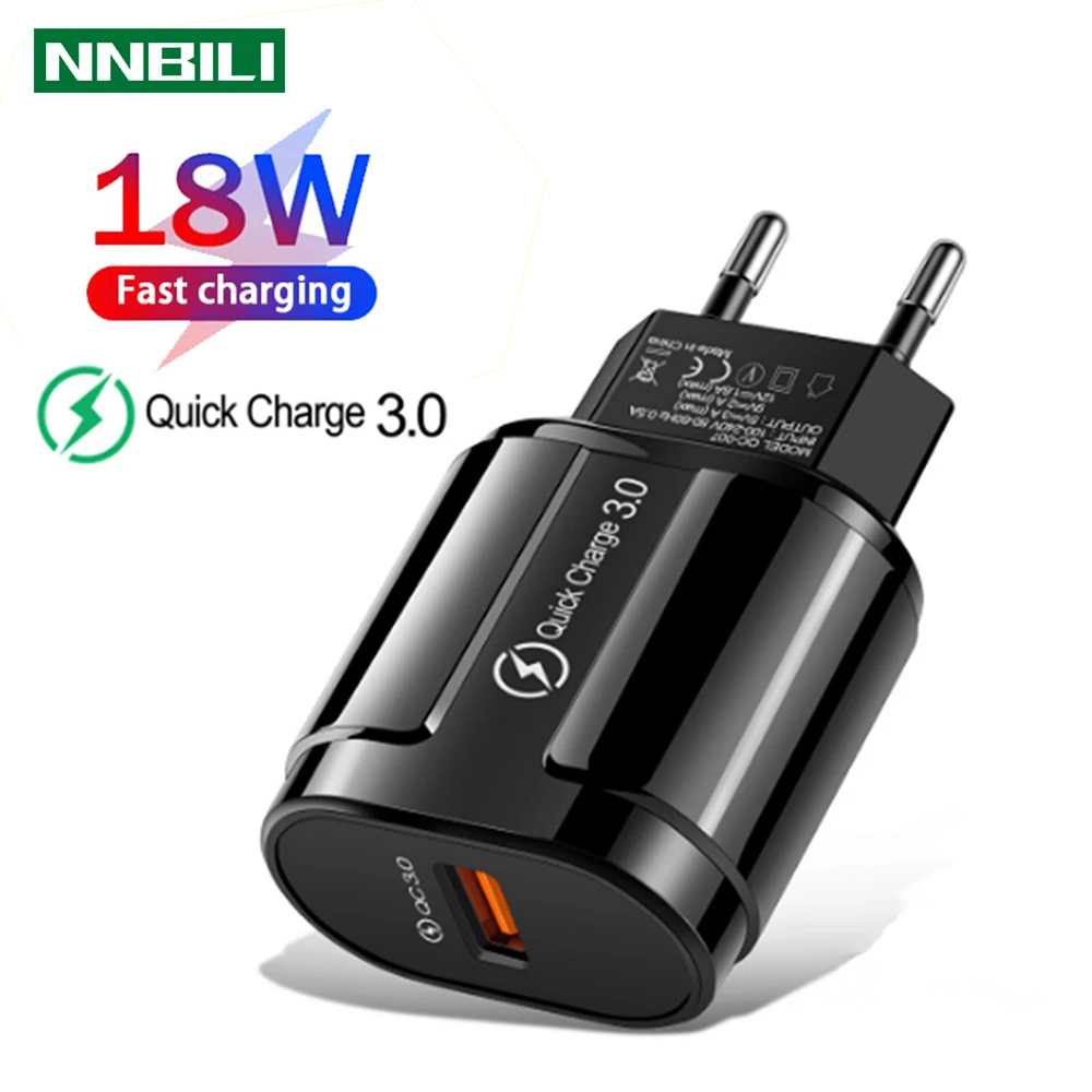 18W3A Fast Charger QC 3.0 USB Charger Quick Charge 3.0 Phone Charger for iPhone for Huawei Samsung Xiaomi POCO Redmi EU US Plug