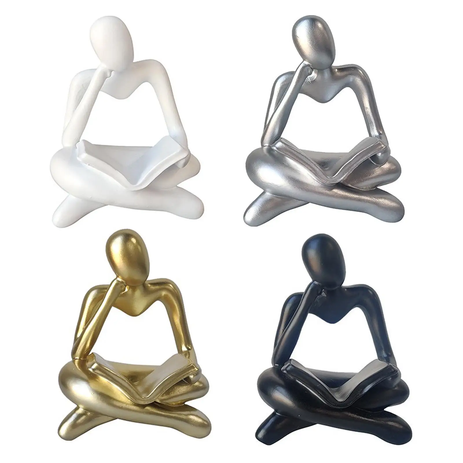 Nordic Style Abstract Thinker Statue Tabletop Collectable Shelf Creative Human Figurine for Cafe Holiday Decorations Home Office