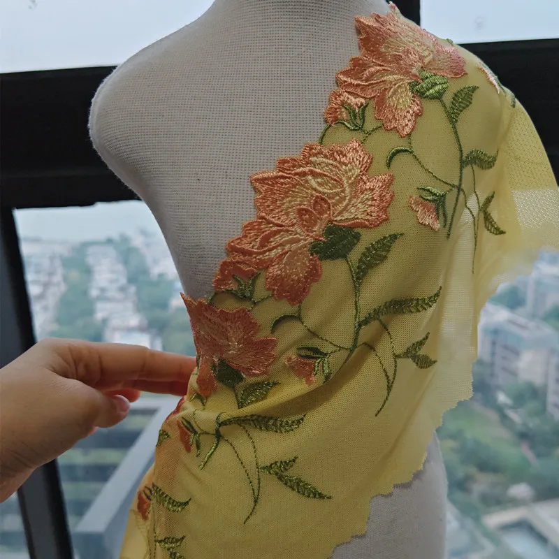 

12 метров желтая вышивка кружевная бейка DIY ремесло швейные принадлежности юбка подол украшения аксессуары куклы bjd