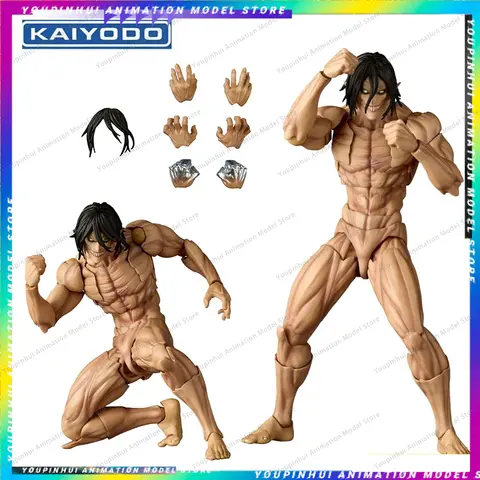 Original Kaiyodo Revoltech Amazing Yamaguchi Attack on Titan Eren Jaeger in Stock Anime Action Collection Figures Model Toys