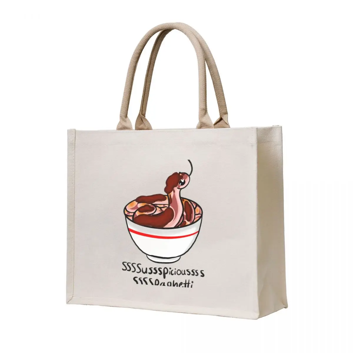 

Suspicious Spaghetti Albino Corn Snake Tote Bag Woman shopper bag custom fabric bag Women's tote shopping bags foldable