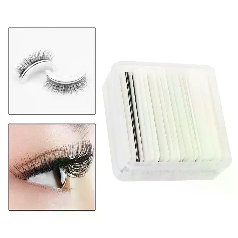 Selbstklebender Ersatzstreifen für falsche Wimpern mit Box, wiederverwendbar und wasserfest, natürlich aussehende und langlebige Make-up-Werkzeuge
