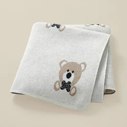 Baby Blanket Cotton Knit Newborn Boys Girls Bedding Quilt 90*70CM Stroller Swaddle Wrap Super Soft Cute Cartoon Bear Sleep Plaid