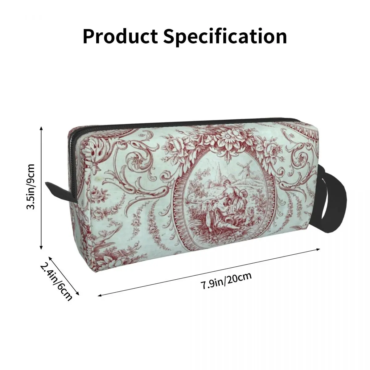 French Toile De Jouy Navy Blue Motif Pattern Toiletry Bag France Art Makeup Cosmetic Organizer Lady Beauty Storage Dopp Kit Box