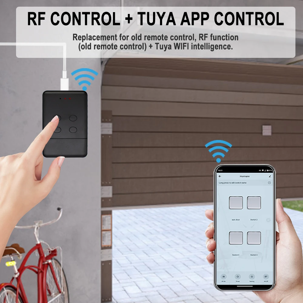 Smart Wifi RF 2 in 1 Garage Door Remote Control For RSC2 RSE2 433 Hand Transmitter Controller Type-c 5V Share Function Alexa