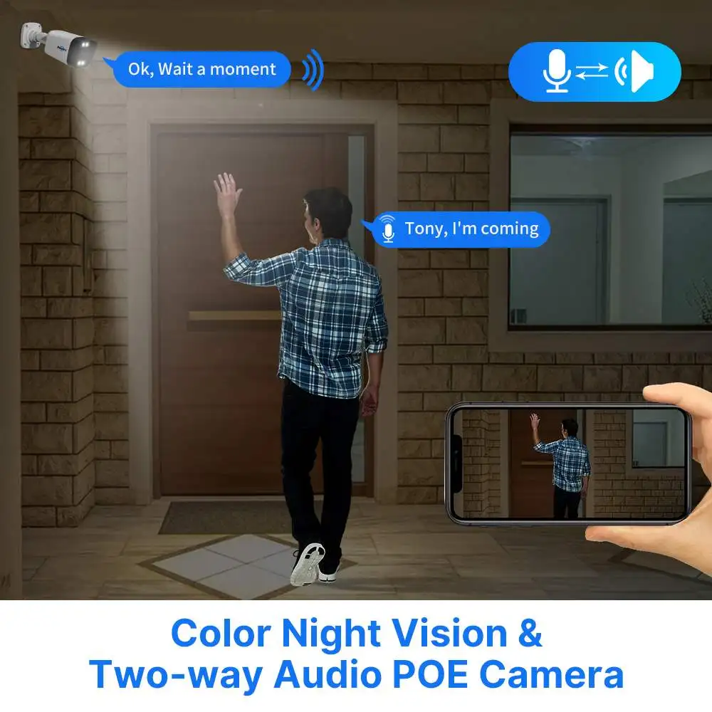 Hiseeu HB715-PA 4K 5MP POE IP Camera Intelligent Night Vision P2P Motion Detection Two-way Audio H.265 Waterproof Outdoor CCTV