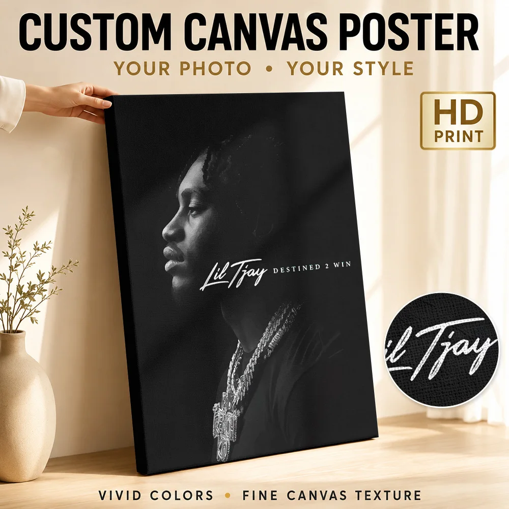 Lil Tjay Destined 2 Win Canvas Print Poster Custom Photo Modern Aesthetic Wall Art for Living Room Bedroom Decor Ready to Hang