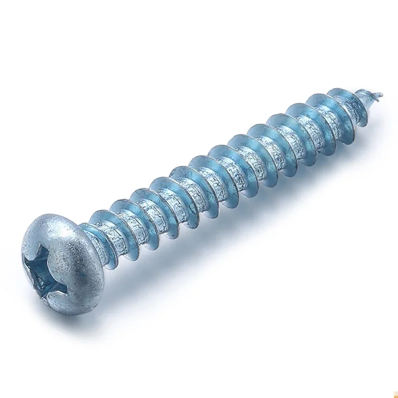 10~50 Pcs Blue Zinc Plated Round Head Phillips Self Tapping Screw M3 M4 M5 M6 Carbon Steel Cross Self-Tapping Wood Screw