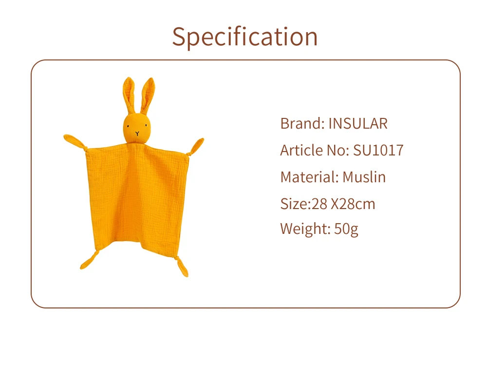 Musselin Baby Komfort Handtuch Baumwolle Tröster Decke Weiche Neugeborene Schlaf Puppen Kinder Mode Schlaf Spielzeug Beruhigen Beschwichtigen Handtuch Lätzchen – Detail 10