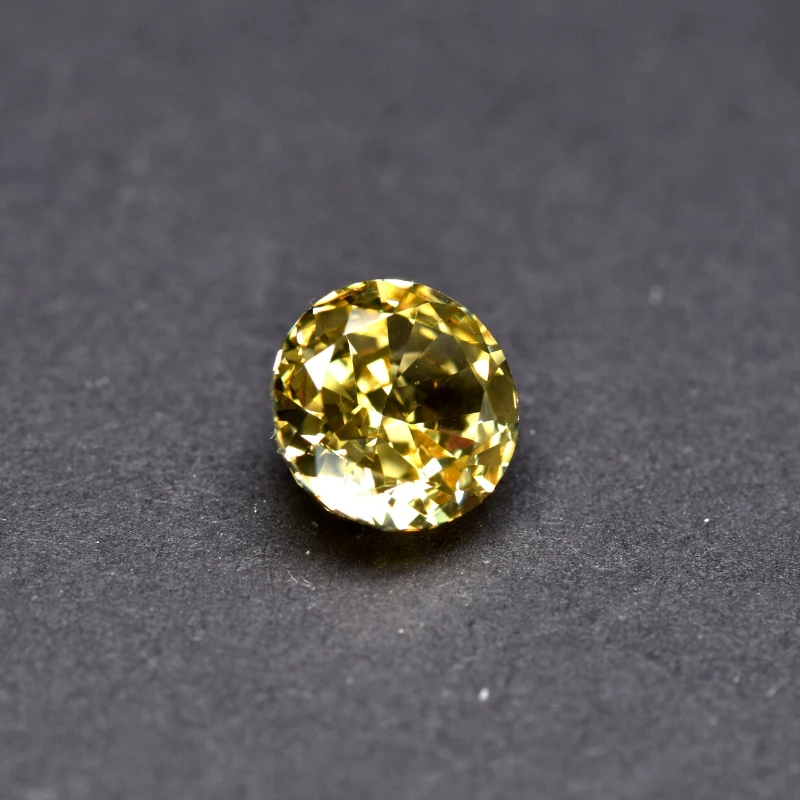 Synthetischer Edelstein Top Crushed Ice Cut Kubischer Zirkonia Runde Form Gelbe Farbe 4K Schliff 5A+ Qualität für Schmuckherstellung – Detail 4