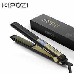 KIPOZI Salon Flat Iron Hair Straightener, Nano Titanium Plate Dual Voltage 15s Fasting Heating with 15 Adjustable Temp Settings