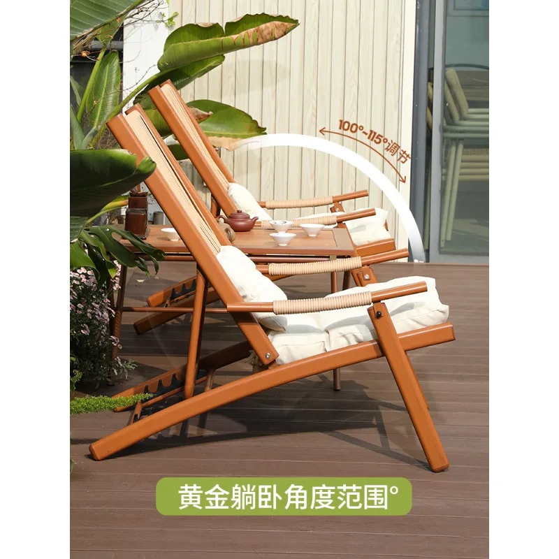 Balcony Small tables and chairs Reading and drinking tea Leisure chairs Weaving rattan chairs Lunch break Folding recliner