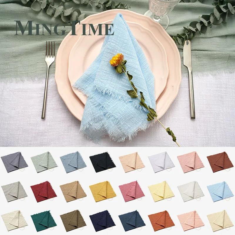 

20pcs Napkins Cotton Cloth 41*41cm Rustic Gauze Hanky Tea Towel Dining Place Mats Wedding Supplies Linen Home Table Decor