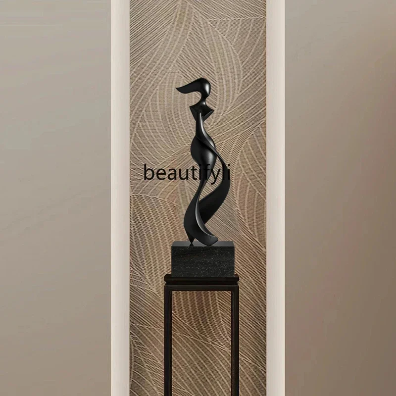

Abstract figure solid wood sculpture art ornament hotel clubhouse model room entrance decoration