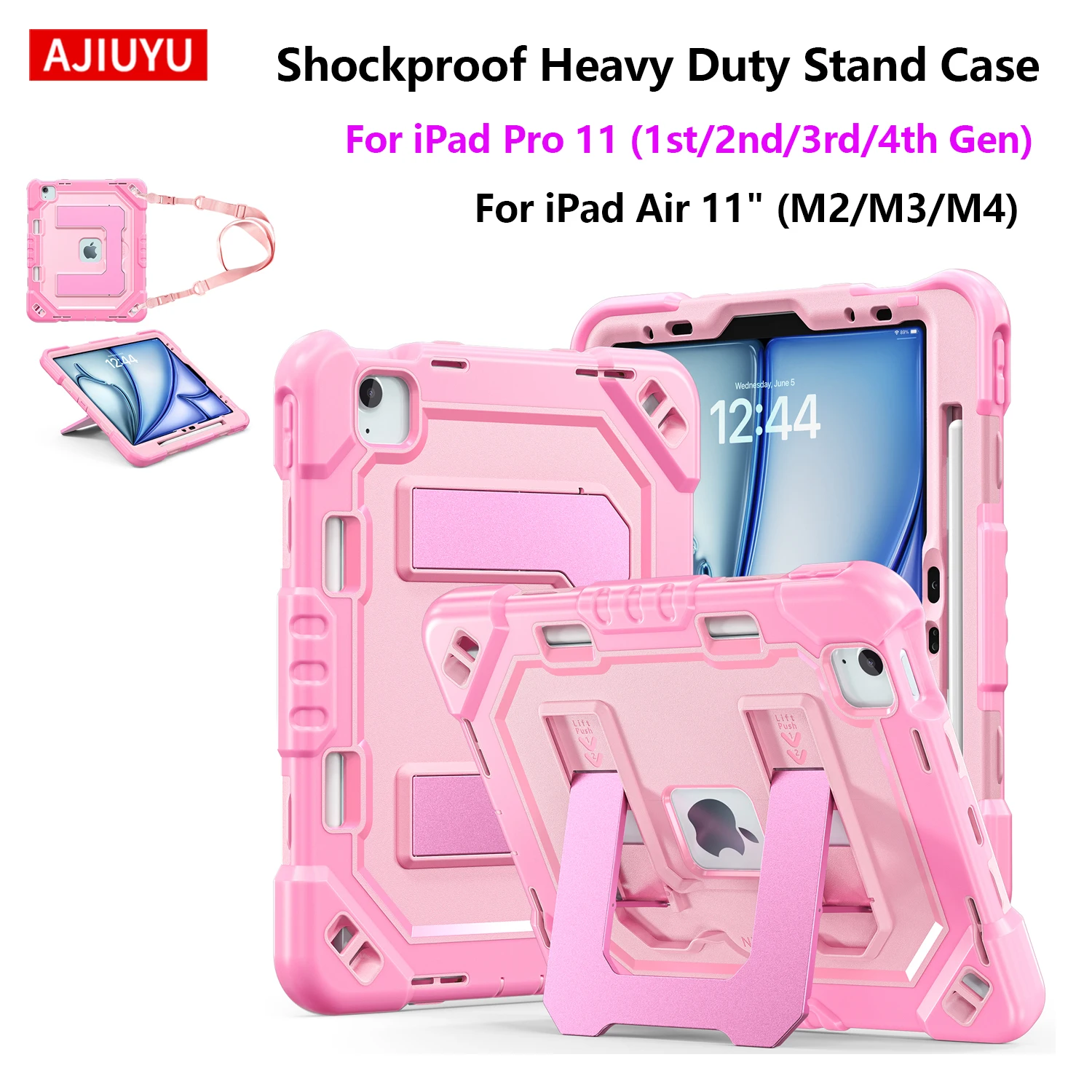 Robuste, stoßfeste Schutzhülle für iPad Air M2 M3 M4 11"/ iPad Pro 11 1. 2. 3. 4. Generation Air 11" Tablet PC, Silikonhülle für Kinder