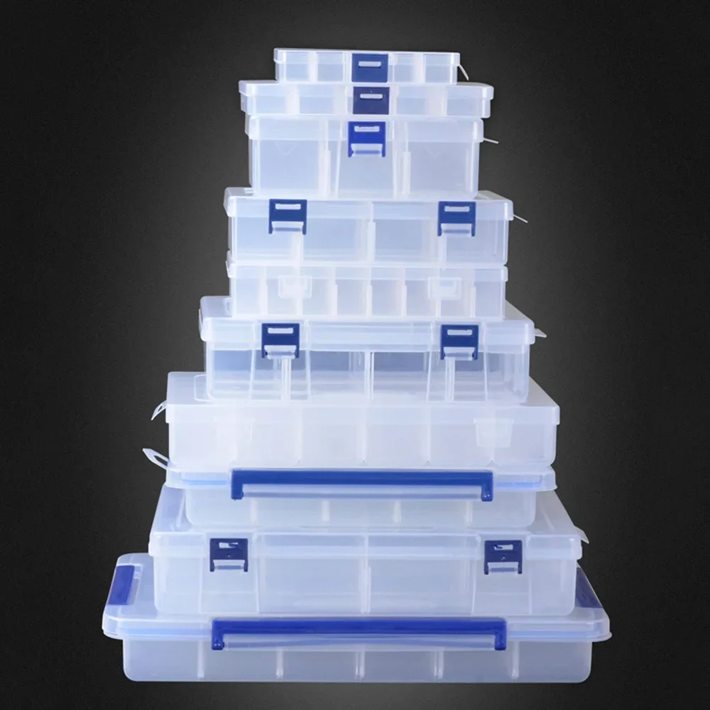 Picture 5: Multifunctional Plastic Storage Box Screw Hardware Electronic Component Tool Organizer Lego Parts Case with Dividers Transparent