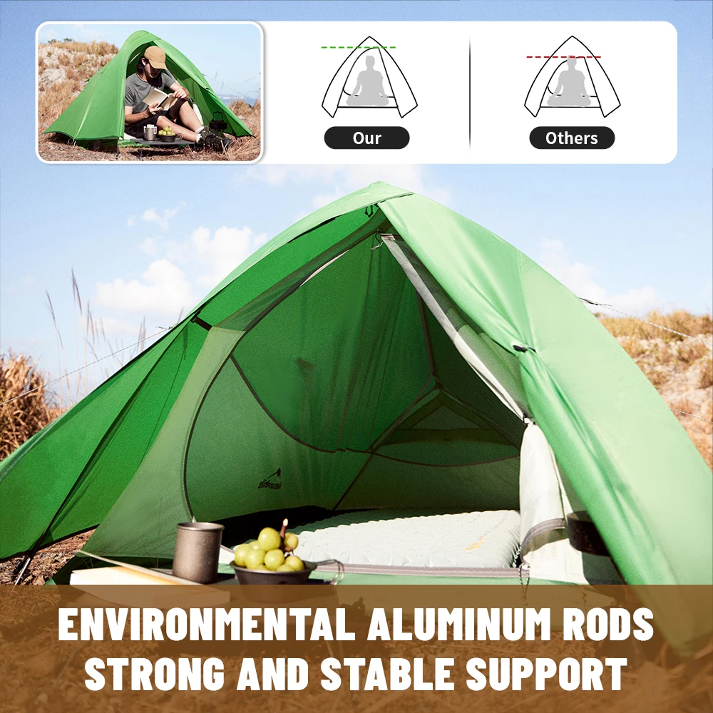 Naturehike CloudUp Base Tent 1/2 Person 210T Ultralight Double Layer Waterproof Outdoor Camping Tent Hiking Travel With Free Mat