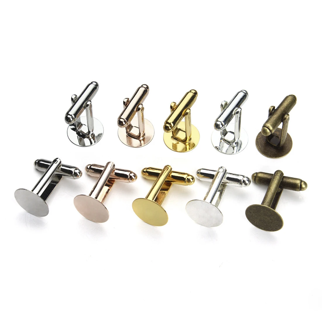 REGELIN French Style Cufflink Settings Blank Round Pad Tray Cabochon Base 10pcs 6mm/8mm/10mm/12mm For DIY Clothes Accessories