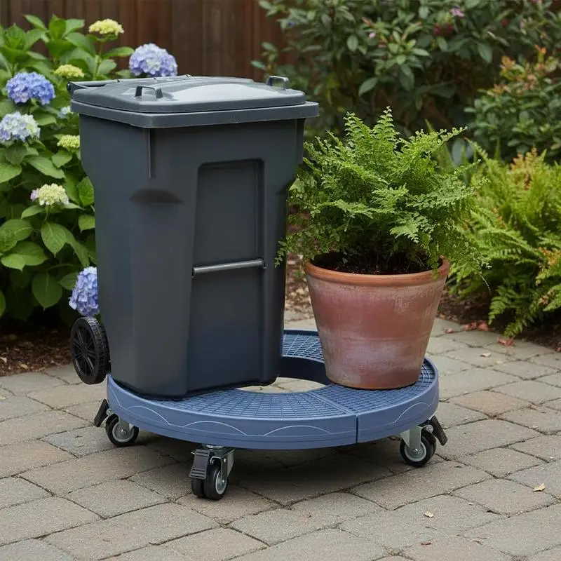 

Waste Bin Mover 15-22.8 in For Warehouse Workshop Garage, 440lbs Weight Capacity 4 Lockable Wheels Round Adjustable Base Heavy Duty Drum Caddy Multi-Functional Rolling Cart Blue