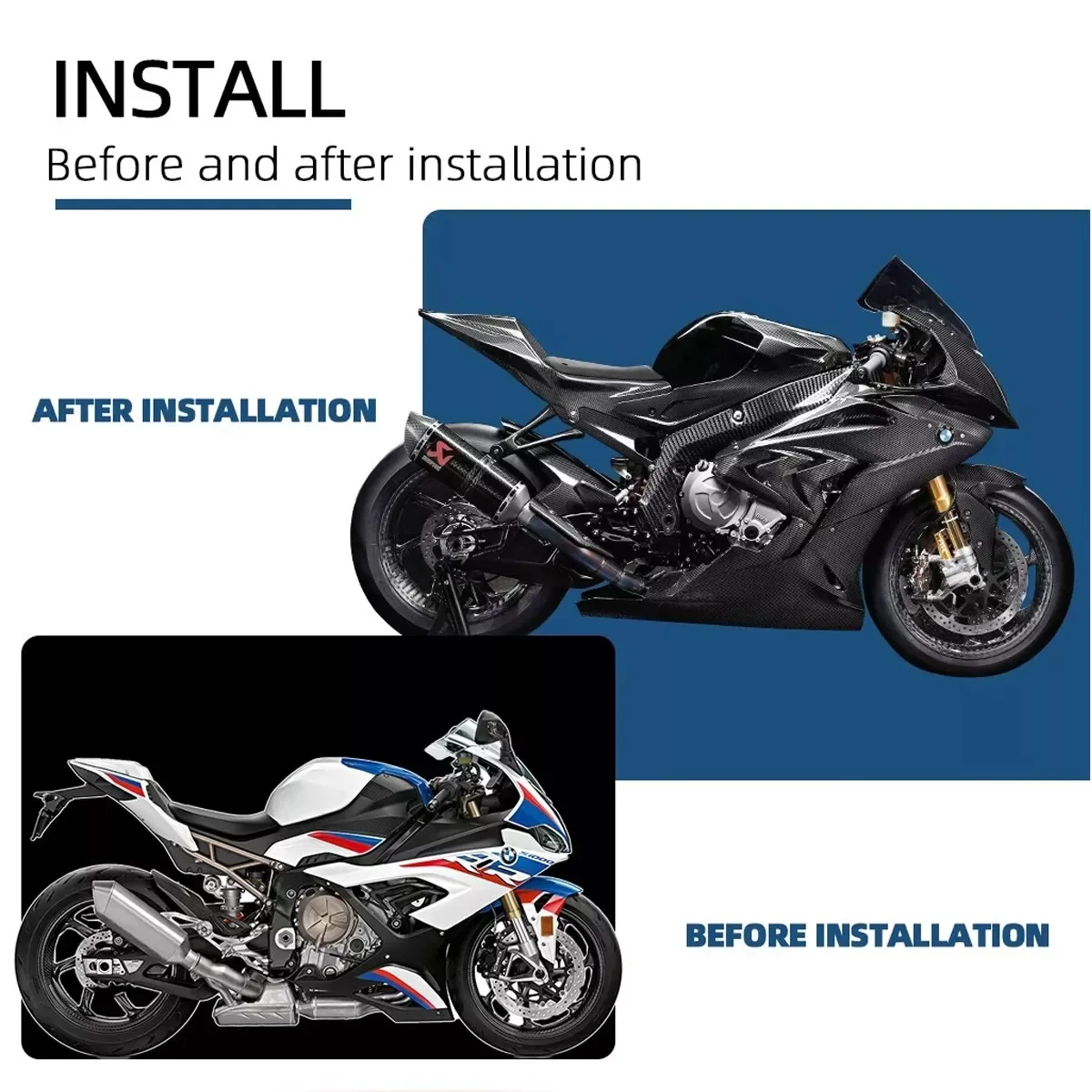 3K ألياف الكربون الجبهة الطين سبلاش عجلة درابزين لسيارات BMW S1000RR S1000R M1000RR M1000R 2019 2020 2021 20222 2023 2024 2025 #5