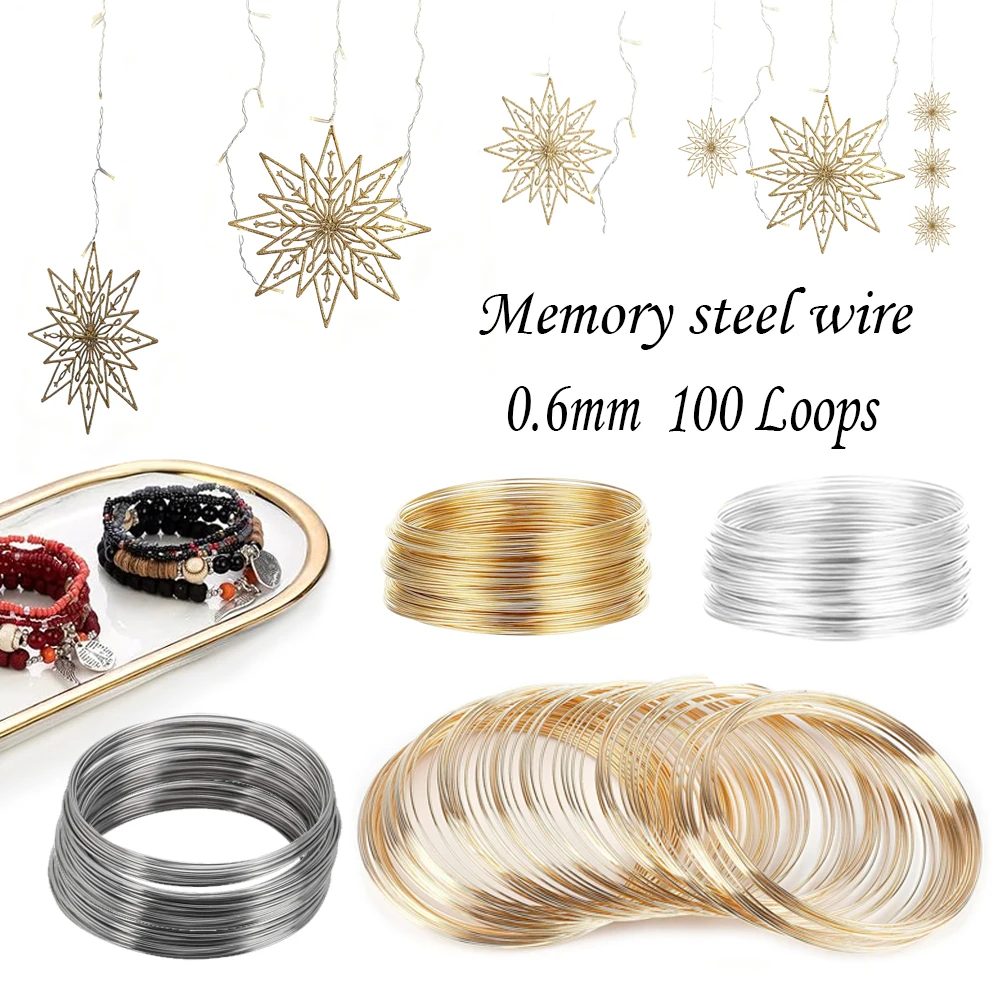 

100 Loops/lot 0.6mm Memory Steel Wire For DIY Beading Bracelets Earrings Jewelry Making Finding Accessories Supplies