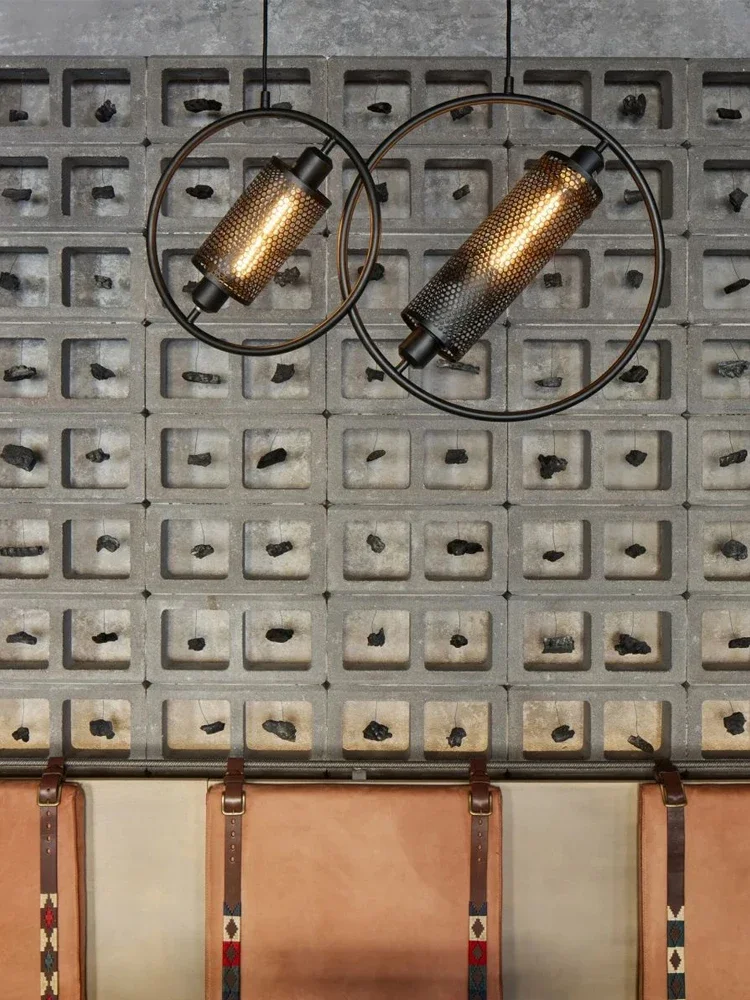 Industrial Retro Pendant Light Modern Minimalist Hanging Lamp for Living Room Bedroom Lamp Circular Iron Restaurant Bar Lighting