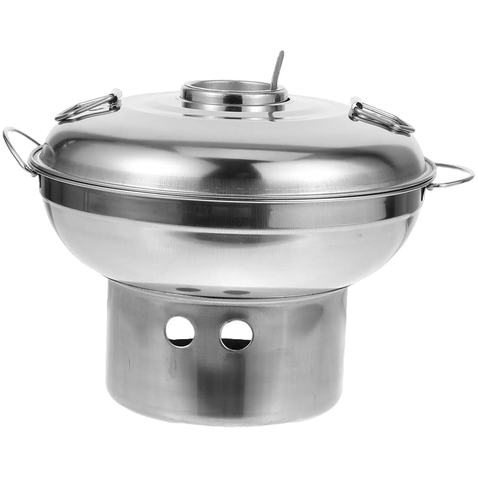 

20cm Stainless Steel Portable Hot Pot Durable Cooking Pan Thickened Alcohol Stove Easy Clean Kitchen Cookware Safe Use Double