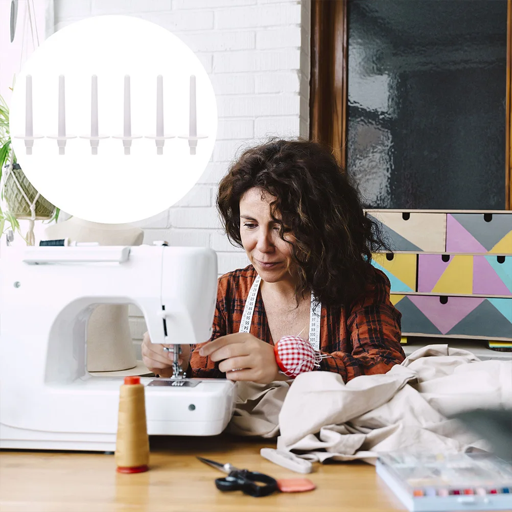 Bobina de bobina de máquina de coser de plástico, Pin para uso doméstico, columna de bobinado de hilo dental, piezas de fijación para máquina de coser, costura artesanal, 6 uds.