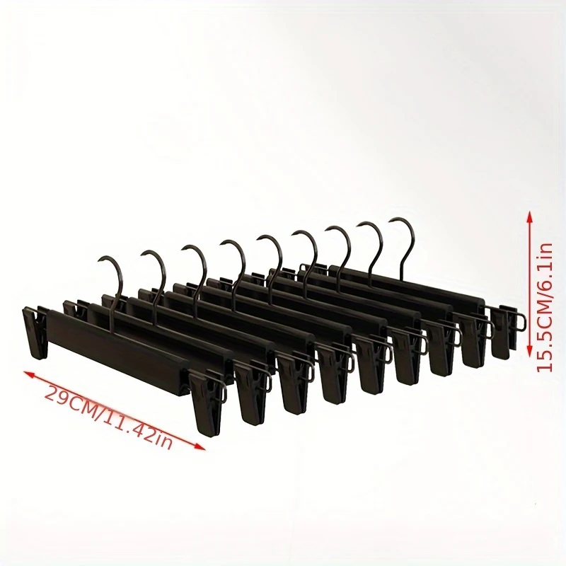 10 Stück Kleiderbügel für Hosen, platzsparende Rockhalter, verstellbare Clips, Hosenbügel, Kleidung, Mantel, Kleidung, Jeans, Kleiderbügel – Detail 5