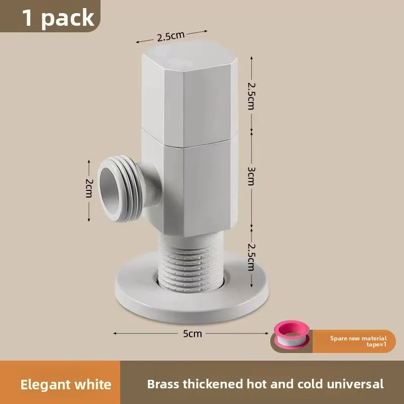 

Toilet Washbasin Corner Valves Quick Opening Water Stop for Household Use Cream White Copper Triangle Valve Three-way Faucet