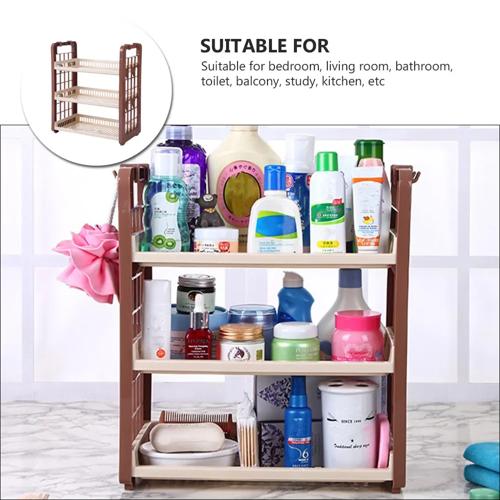 

Kitchen Storage 3 Layer Waterproof Multifunction Rack Bathroom Shelf Household Organizer Plastic Three-Tier Rack Home Kitchen