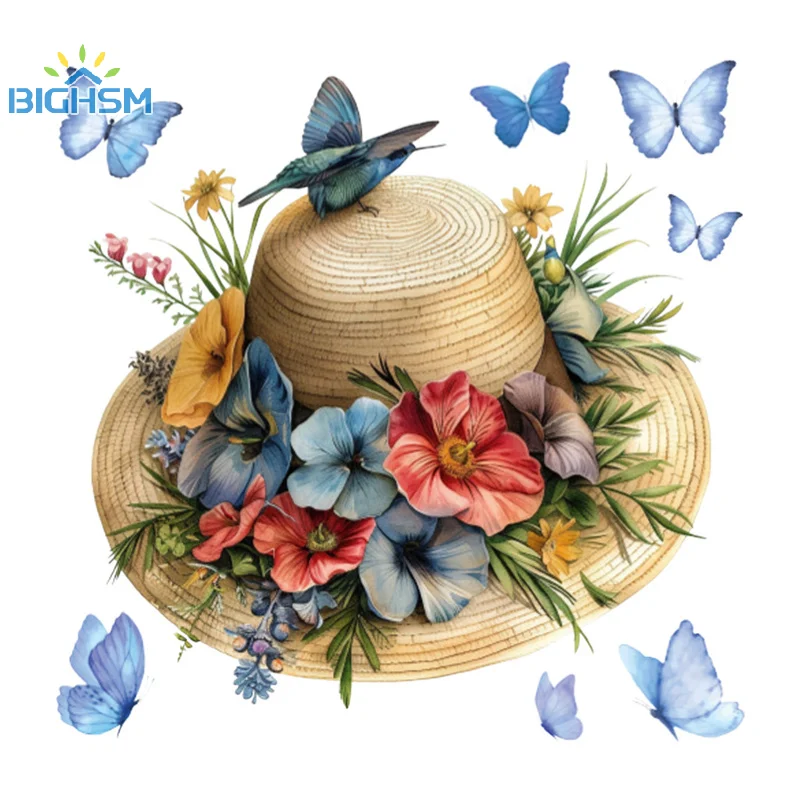 Butterfly Flower Hat Toilet Sticker DIY Self-Adhesive Stickers Painting Removable Wall Decor For Bathroom Living Room Bedroom