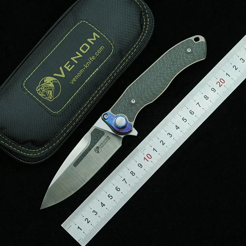 

VENOM Bone Doctor Flipper Folding Knife M390 Blade Titanium Handle Outdoor Camping Hunting Pocket Tactical Survival EDC Tools