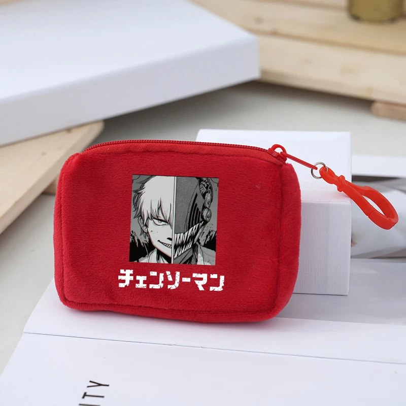 Chainsaw Man Pluche Portemonnee Cartoon Animatie Figuur Mini Portefeuilles Pochita Creatieve Rugzak Hangers Mode Kleine Opbergzakken