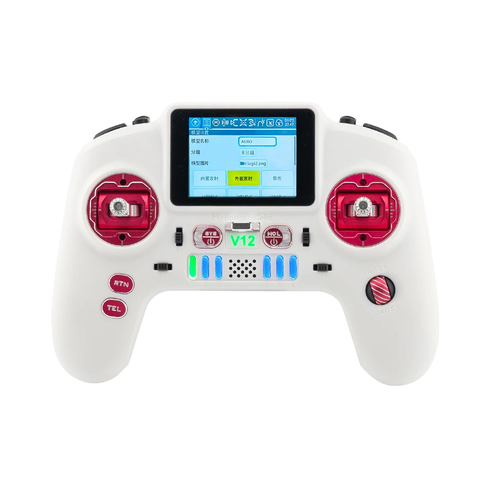 HelloRadio V12 CNC MAX RC Transmitter 2.4 inch Color Screen H7 Open Source Main Control Dual-Band 1W EdgeTX for RC FPV Drone
