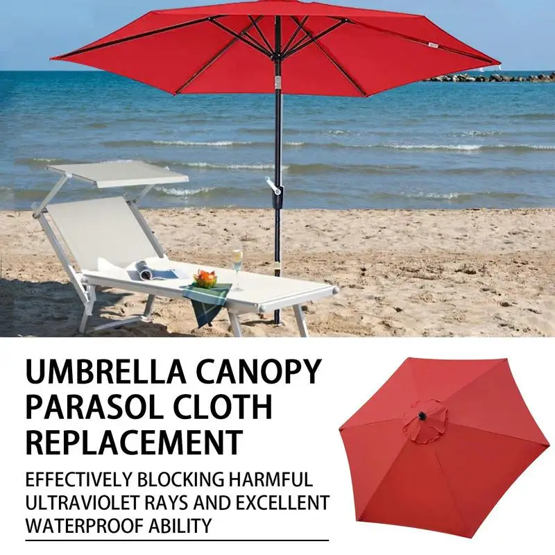 Patio Umbrella Replacement Canopy UV30+ Protection Parasol Sunshade Umbrella Waterproof Beach Hexagonal Canopy For Garden Patio