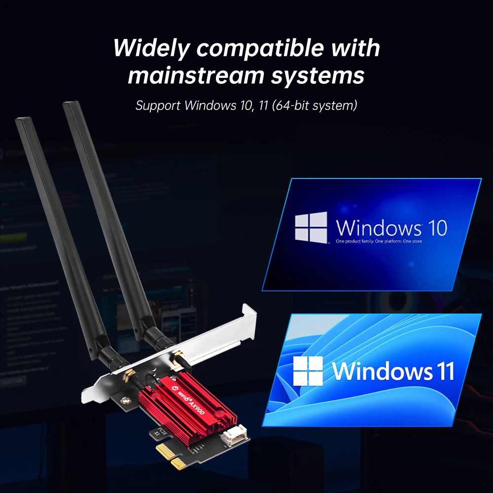 WiFi 6 AX900 PCI Express Wireless Adapter Bluetooth 5.4 Dual Band 2.4G/5G 802.11AX WiFi 6 Network Card For PC Windows 10/11