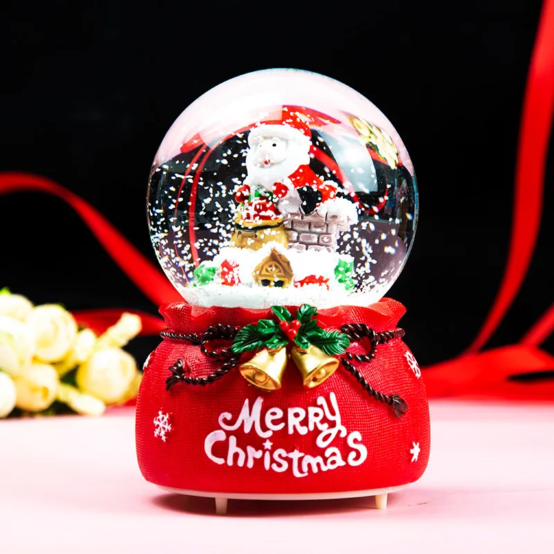 

Christmas large crystal ball automatic snow ornament creative music box for children's birthday gift music box
