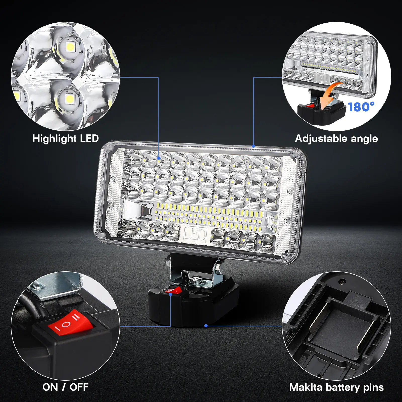 LED Flashlight Portable 180-Degree Rotating Head Magnetic Base Emergency Work Light Outdoor Camping Handheld Floodlight