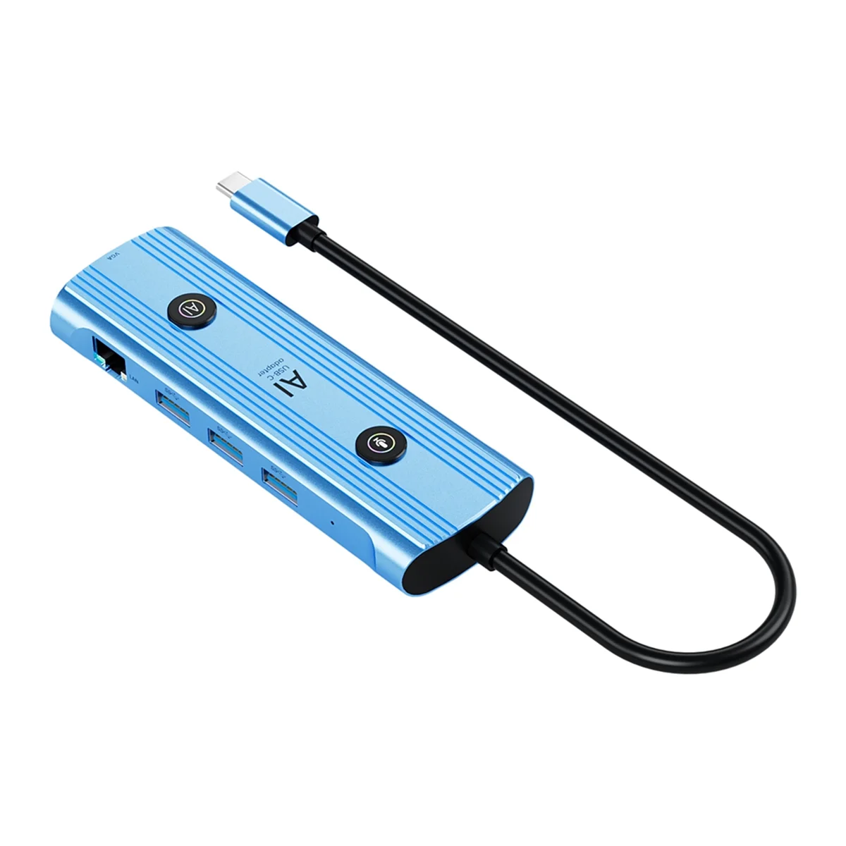 A05RP Ai Adaptor USB-C Stasiun Dok Tipe C Pintar, Stasiun Dok Suara AI Hub 13-In-1 VGA USB RJ45 SD/TF 3.5Mm PD3.0