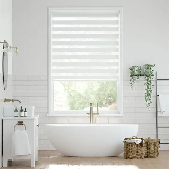 ZSTARR-Sombra opaca para ventana de casa, doble privacidad, Motor eléctrico impermeable, control remoto, WiFi, persianas enrollables de cebra para baños