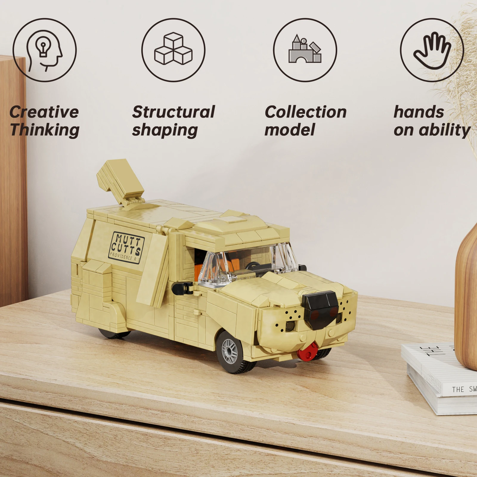 لطيف البكم الكلب شاحنة تخييم بنة عدة عربة هزلي قافلة متنقل RV نموذج الطوب تحصيل هدية لمحبي الاطفال الكبار