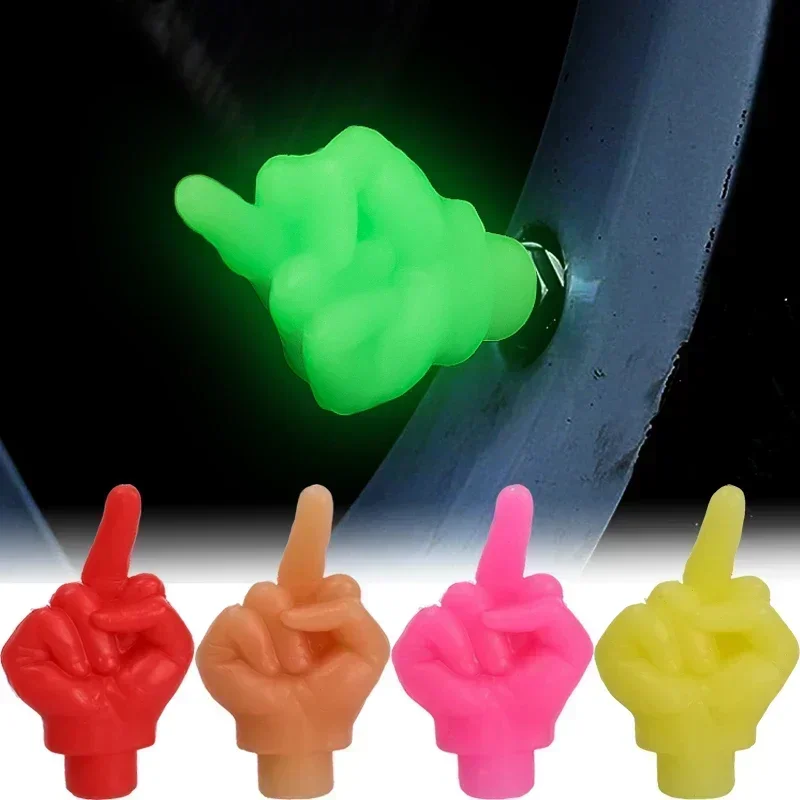 Middle Finger Styling CarTire Valve Cap Personality Decor Wheel Nozzle Dustproof Waterproof Tyre Valve Stem Caps Car Accessories
