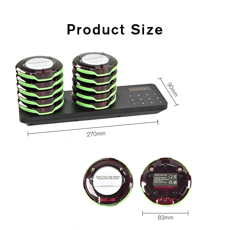 

Visitor pager system, vibrating pager, keypad with vibration, long service time, food truck pager for restaurant, church nursery