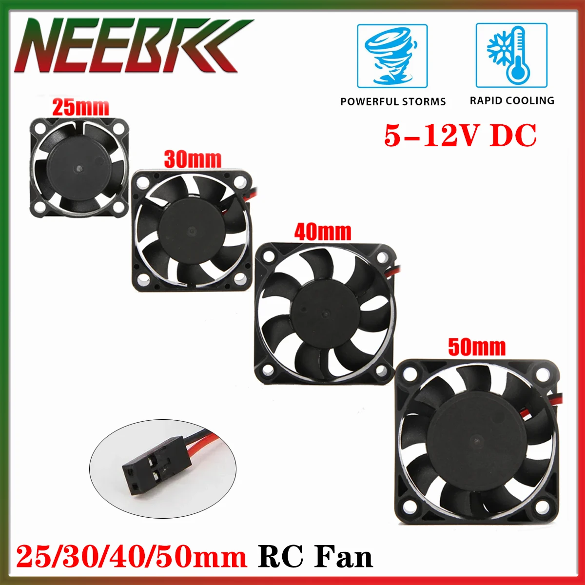 25/30/40/50mm RC Cooling Fan Heat Sink 5-12V DC 3500-16380RPM High Wind for RC Car 36/42mm Motor 30/60/120/150A ESC Wltoys Parts