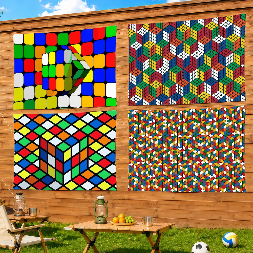 Game R-Rubik C-Cube Flag Decorative Home Yard & Garden Decor Banner - Indoor Outdoor Wall Hanging Flag