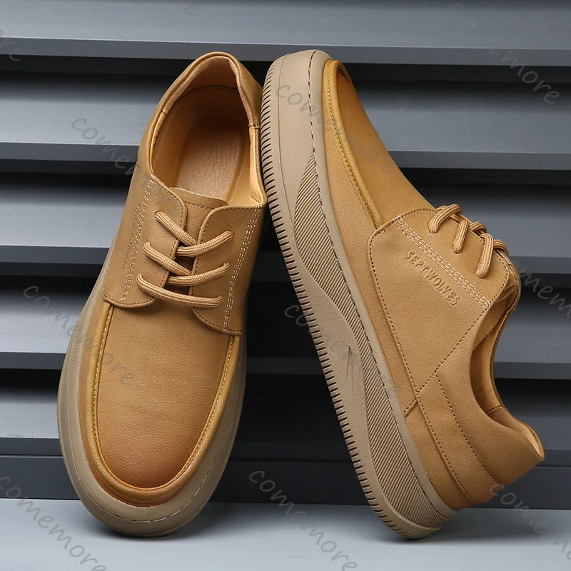 Men Outdoor Casual Shoes Male Fashion Retro Leather Business Work Footwears Lace Up Personalized Party Banquet Dress Loafers