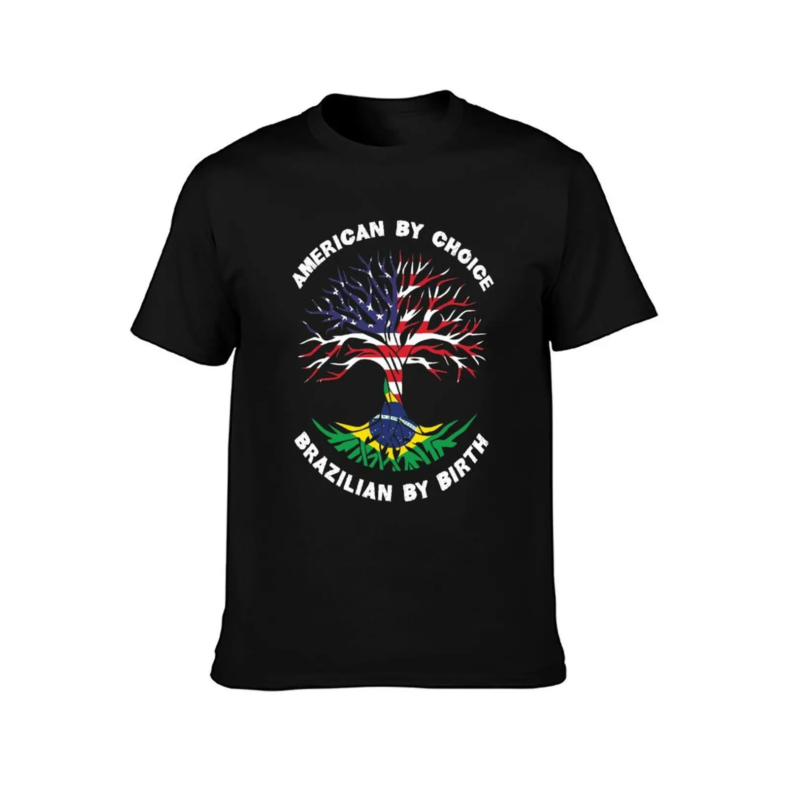 Brazilian By Birth American By Choice, Half Brazilian Half American Flag, Brazilian Roots Tree T-Shirt