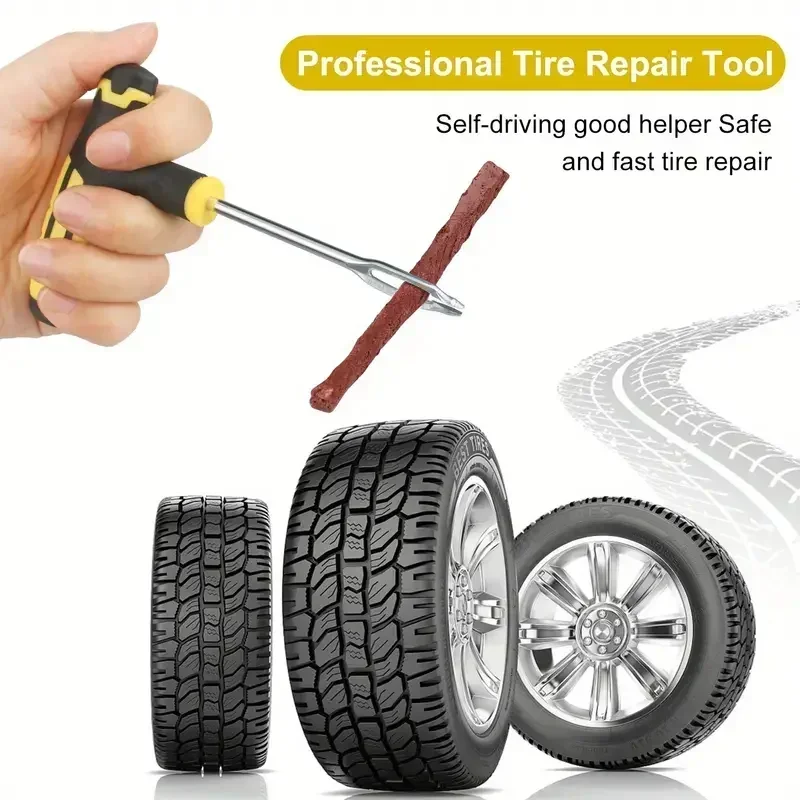 Car Tire Puncture Plugs Vacuum Tire Pass Emergency Repair Tools Glue Strips Glue Quick Repair Tire Repair Kit Patch Tool Set