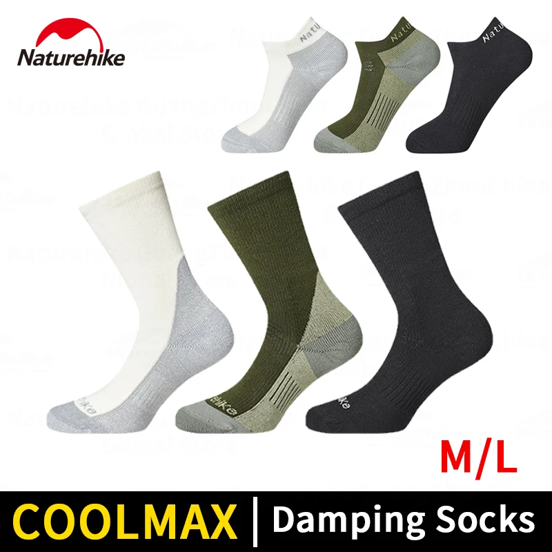 Naturehike Outdoor Sport Sokken Mannen Vrouwen Voor Wandelen Trekking Fietsen Coolmax Stof Demping Sokken Bal Mid Kuit Short